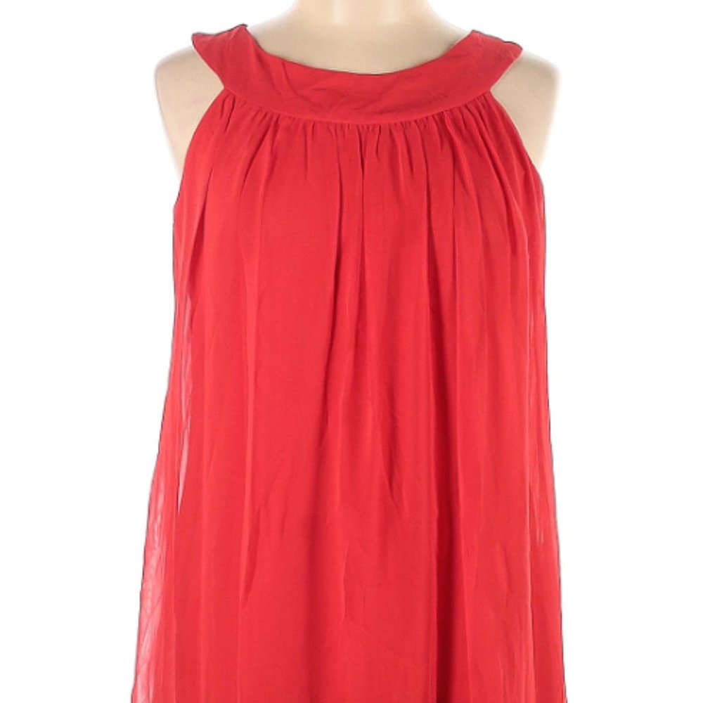 En Focus Studio Size 10 Woman's Red Black Lime Geometric Sleeveless Dress